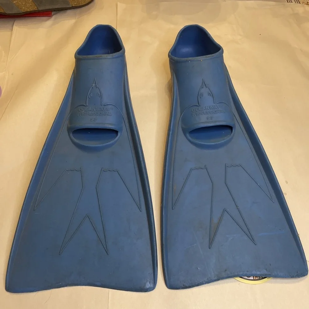 Swim Dive Fins | Oceanways Professional 5-7 #472 | Made in USA Blue Rubber‎